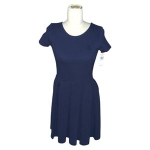 Polo Ralph Lauren Girls Navy Blue Dress with Tulip Pleated Hem - Size L(12-14)